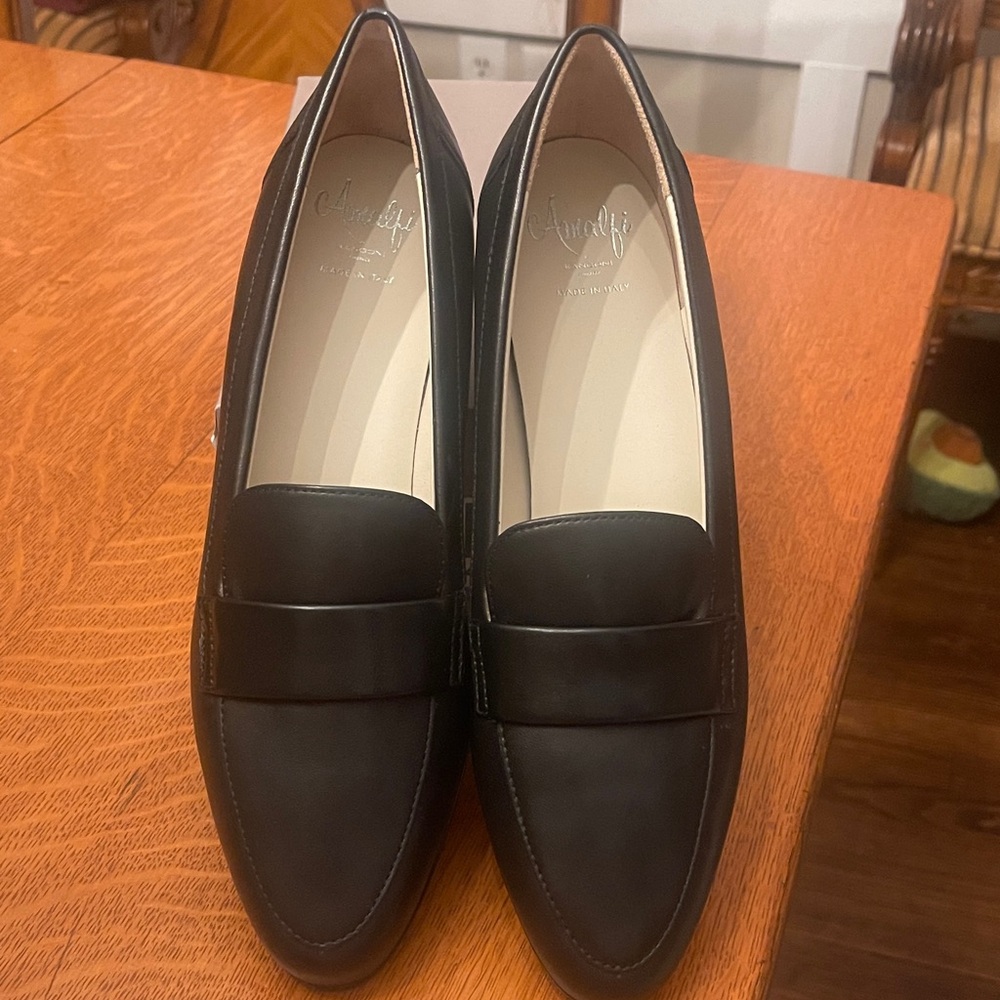 Amalfi Classic Black Leather Flats Made in Italy